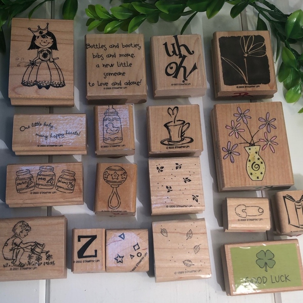 Rubber Craft Stamps Set of 18 Child Flowers Baby Rubber Stamps Card Invitations